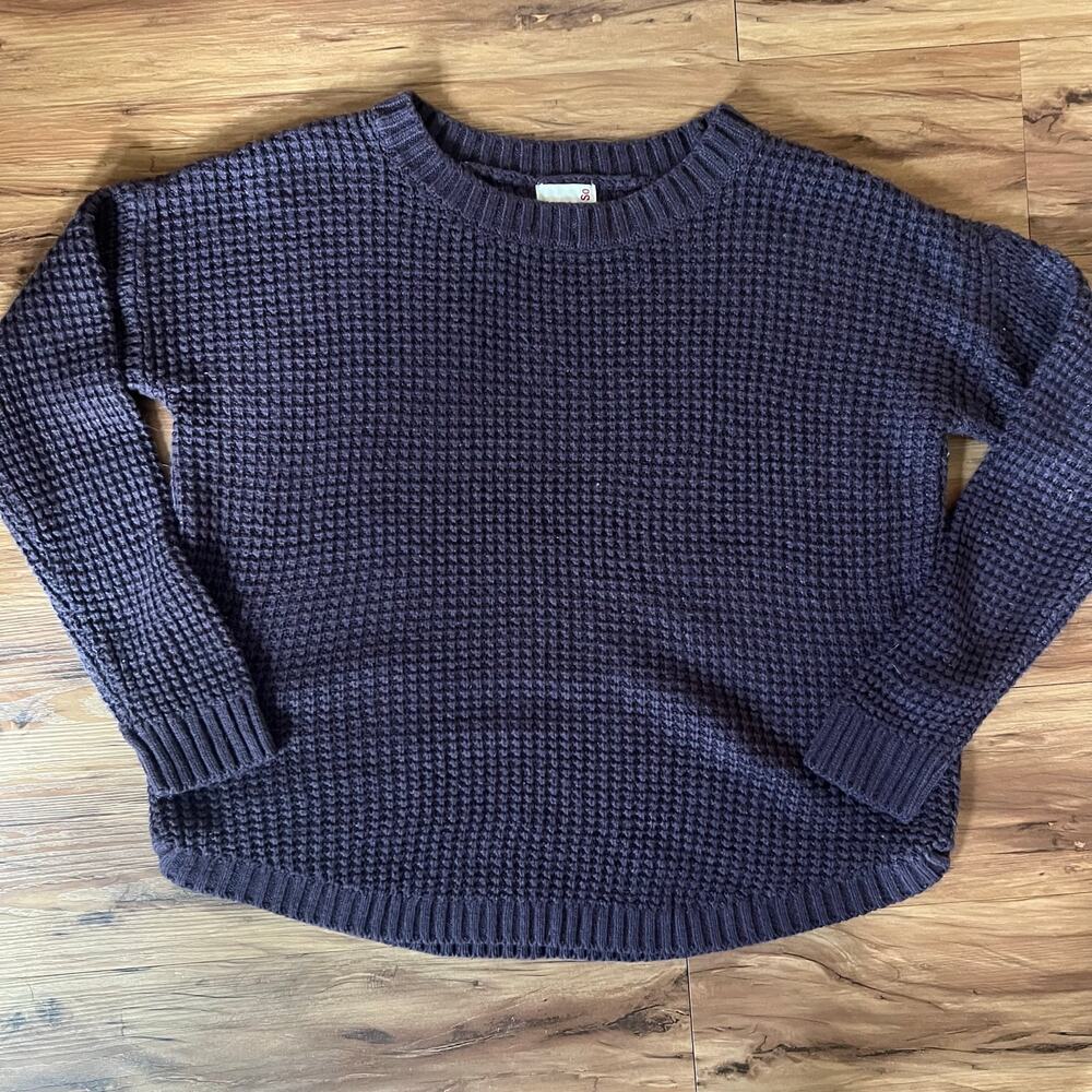 SO Purple Waffle Knit Sweater Women’s Large Cozy Acrylic Long Sleeve Basic Top